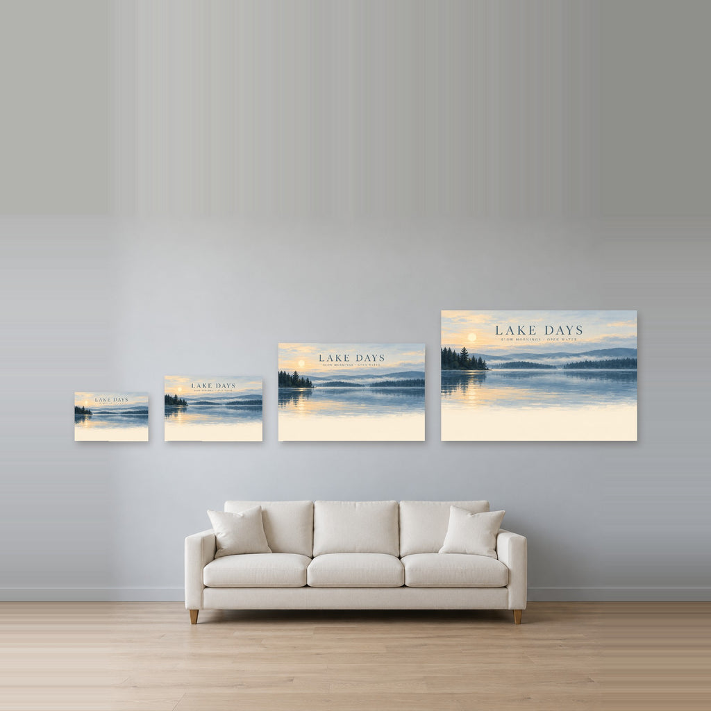 Lakeward - Lake Days Landscape Wall Art, Canvas or Poster - 08-size-guide