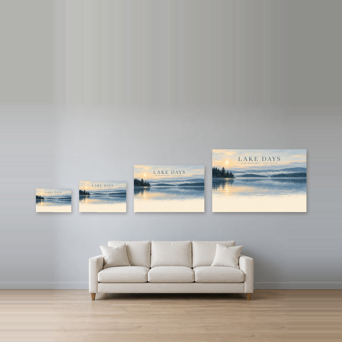 Lakeward - Lake Days Landscape Wall Art, Canvas or Poster - 08-size-guide