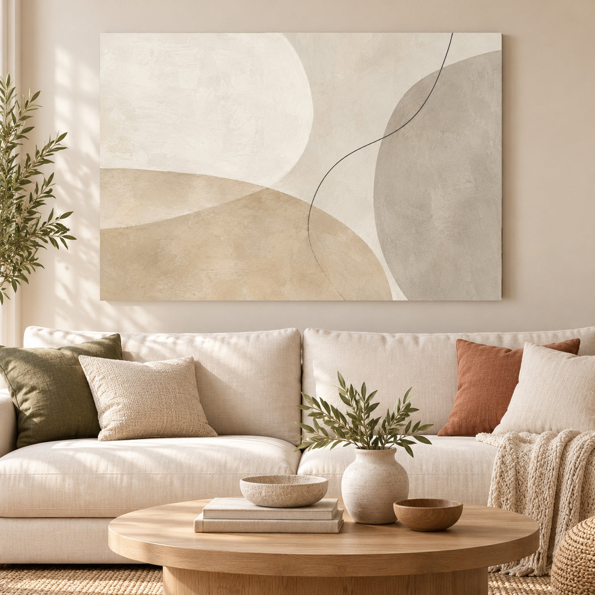 Soft Equilibrium - Neutral Abstract Wall Art, Canvas or Poster - 01-hero