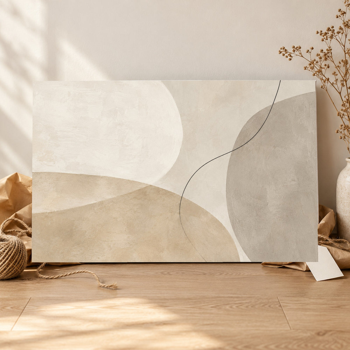 Soft Equilibrium - Neutral Abstract Wall Art, Canvas or Poster - 06-gift