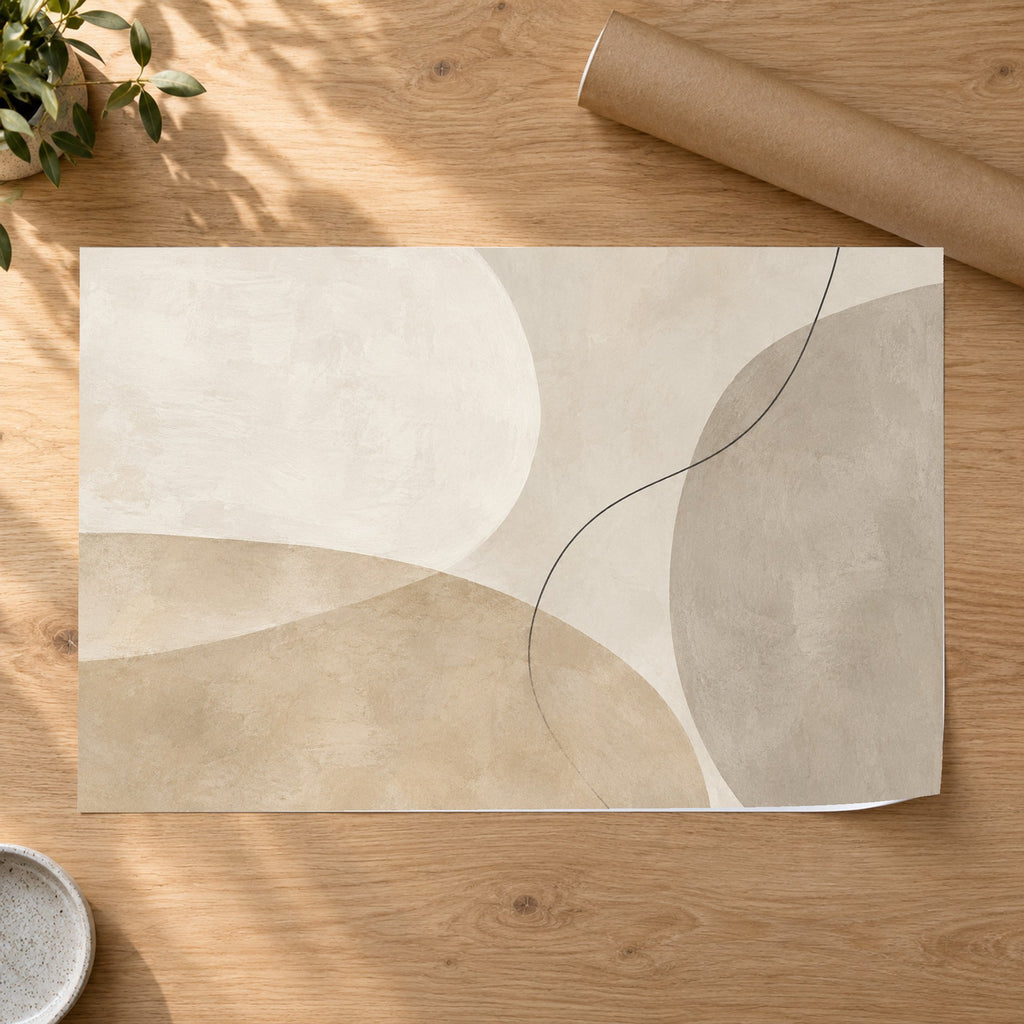 Soft Equilibrium - Neutral Abstract Wall Art, Canvas or Poster - 07-poster