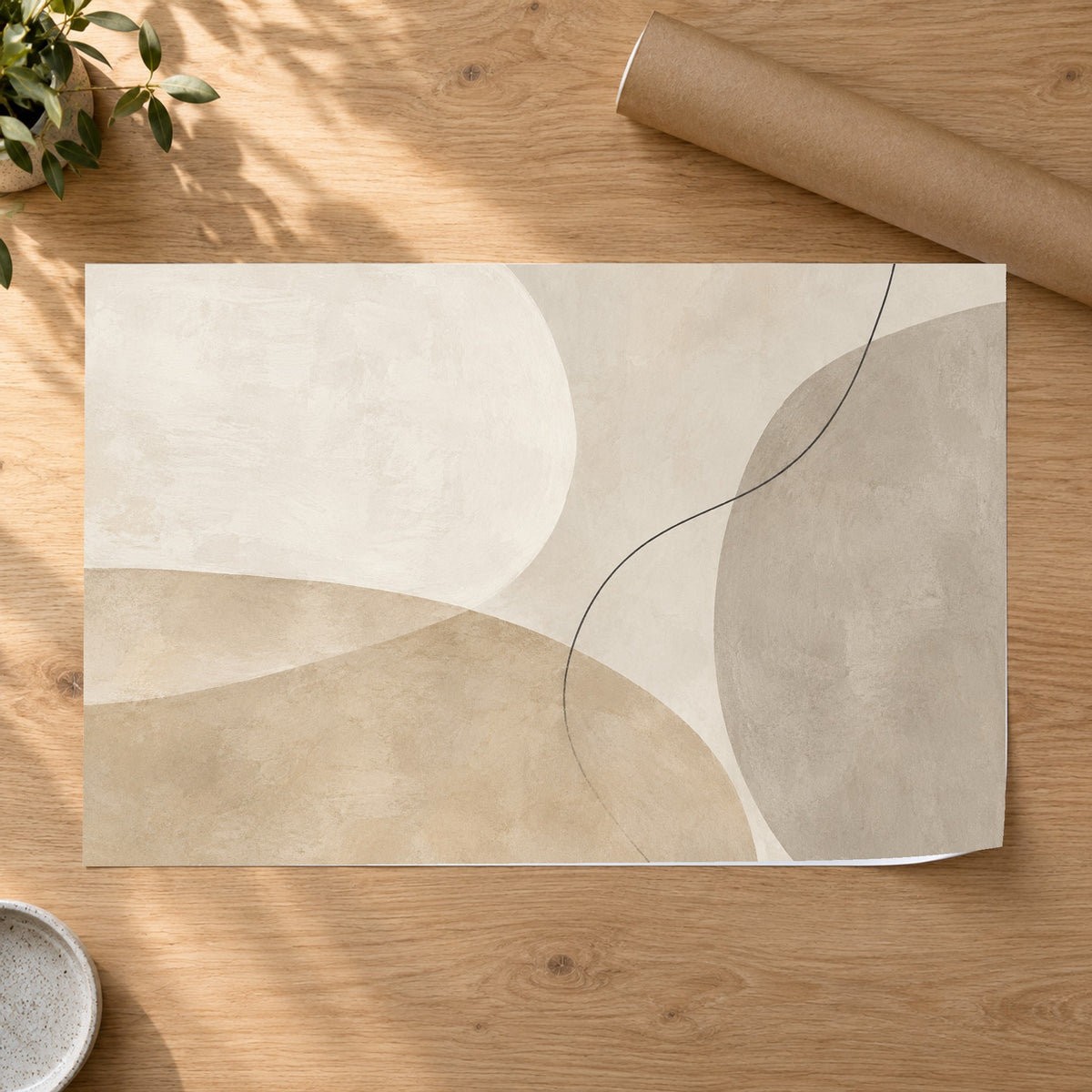 Soft Equilibrium - Neutral Abstract Wall Art, Canvas or Poster - 07-poster