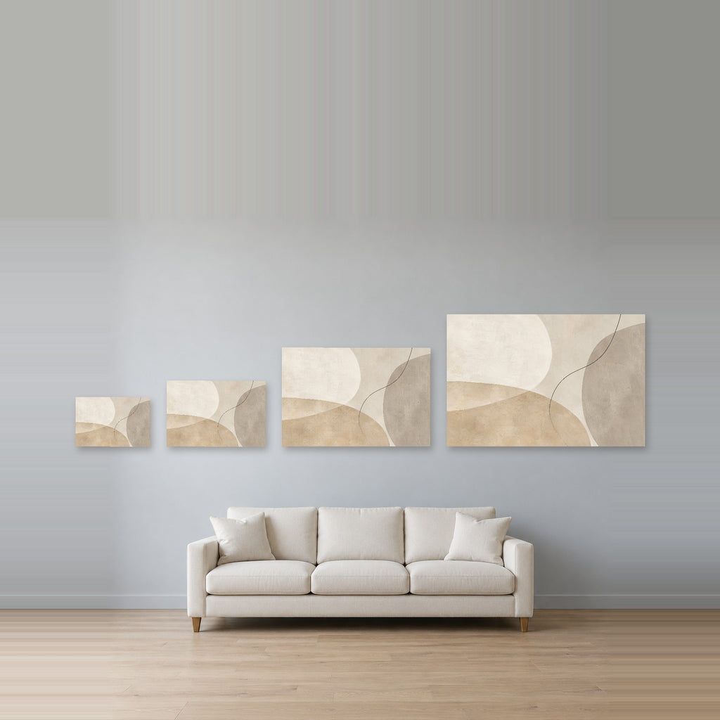 Soft Equilibrium - Neutral Abstract Wall Art, Canvas or Poster - 08-size-guide