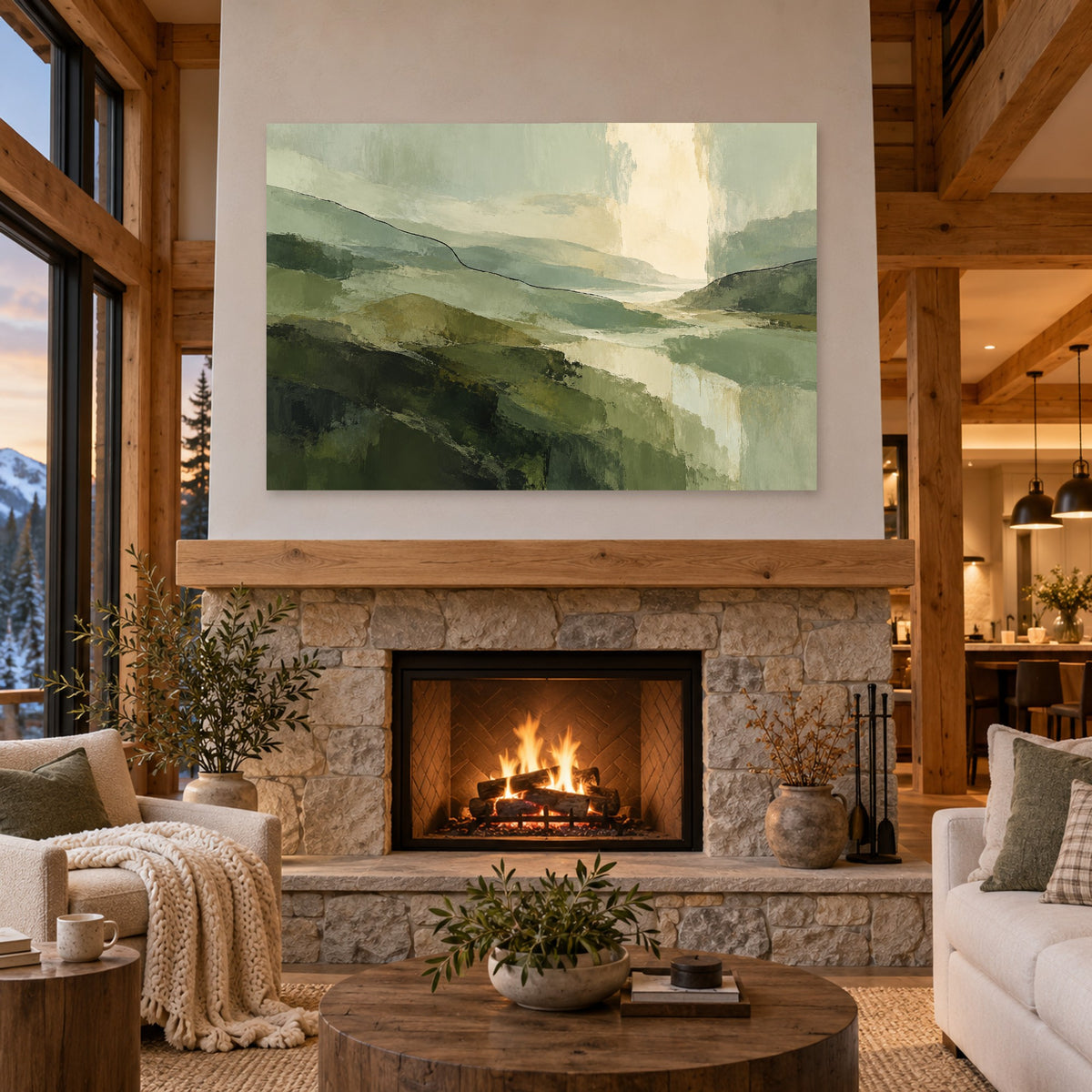 Green Interlude - Green Landscape Wall Art, Canvas or Poster - 04-cabin