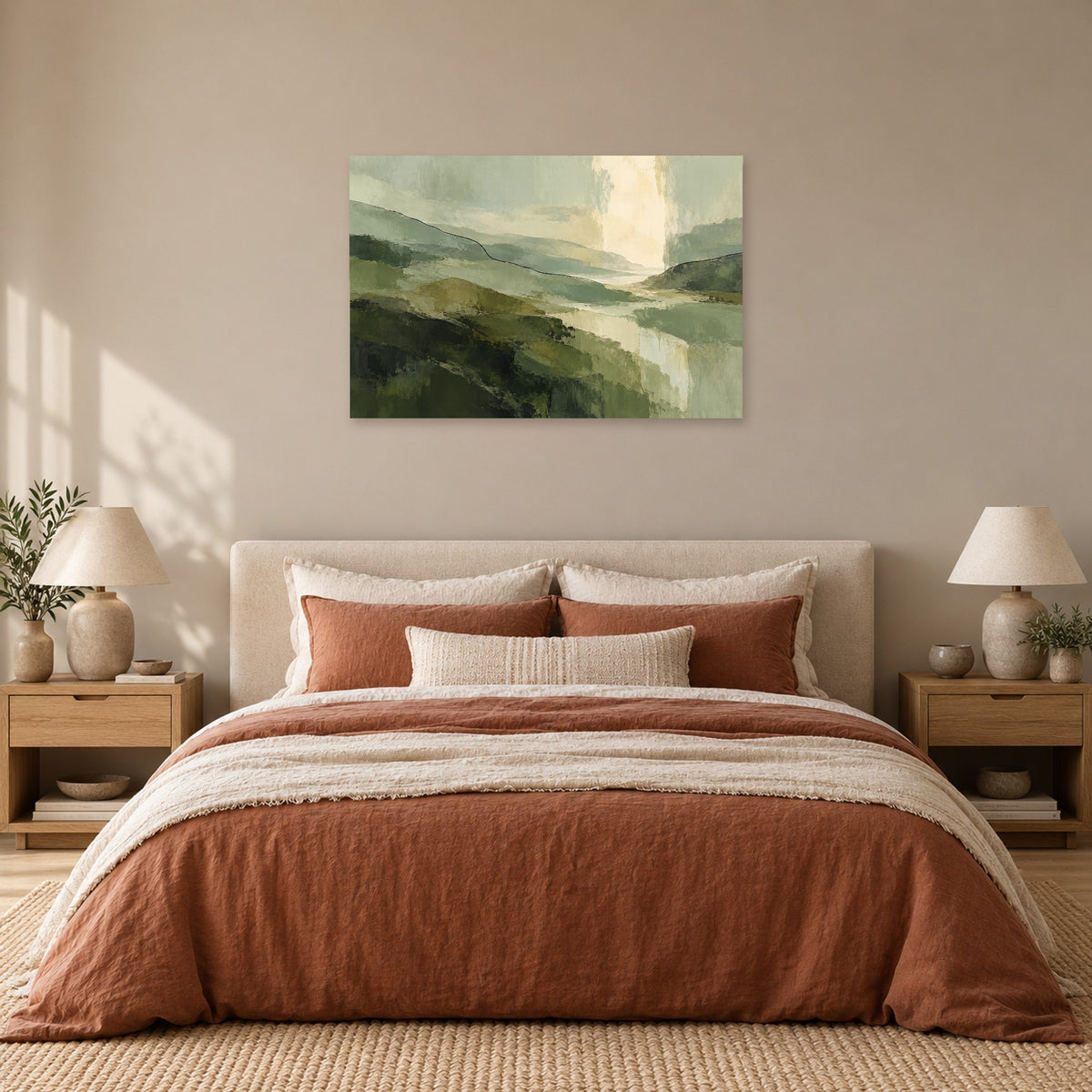 Green Interlude - Green Landscape Wall Art, Canvas or Poster - 05-bedroom