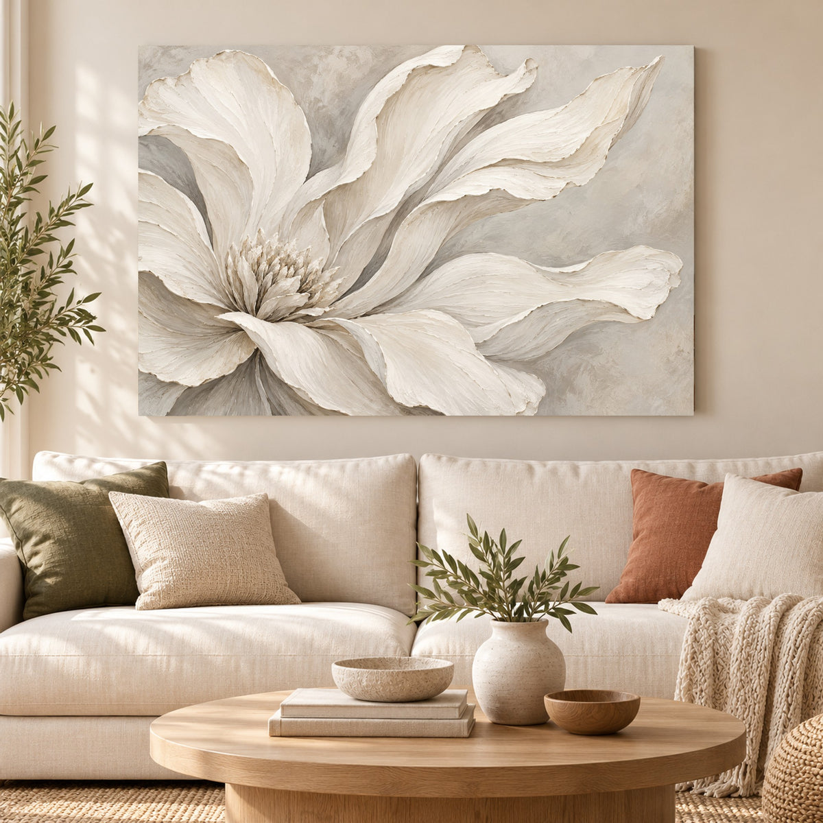 Ivory Blossom Study - Ivory Floral Wall Art, Canvas or Poster - 01-hero