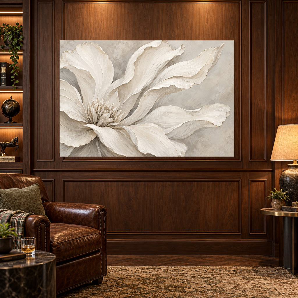 Ivory Blossom Study - Ivory Floral Wall Art, Canvas or Poster - 03-man-cave