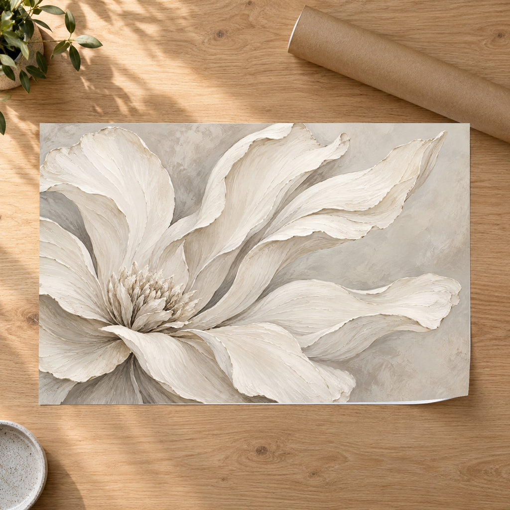 Ivory Blossom Study - Ivory Floral Wall Art, Canvas or Poster - 07-poster