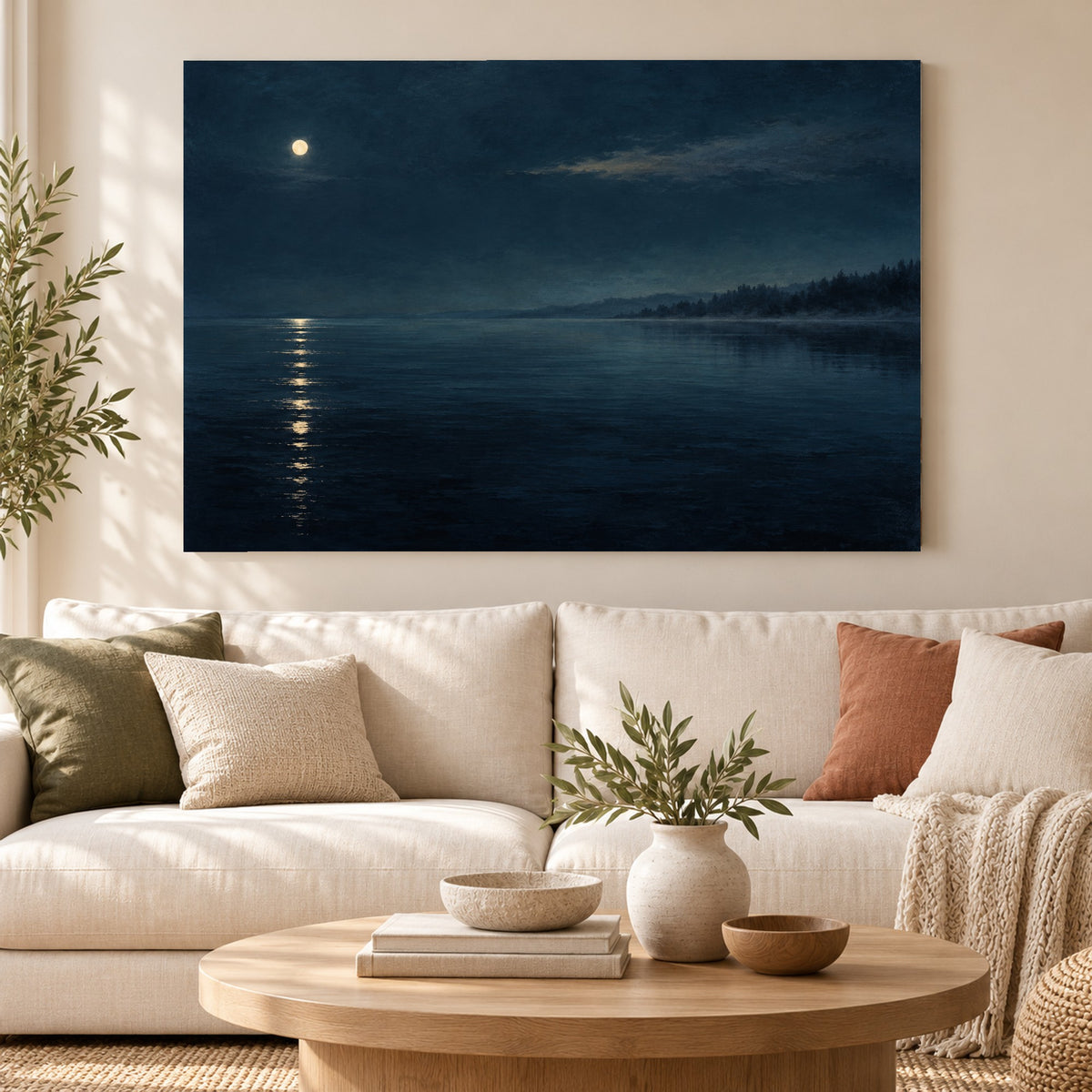 Nocturne Lake - Moonlit Lake Wall Art, Canvas or Poster - 01-hero