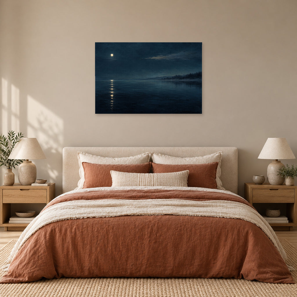Nocturne Lake - Moonlit Lake Wall Art, Canvas or Poster - 05-bedroom
