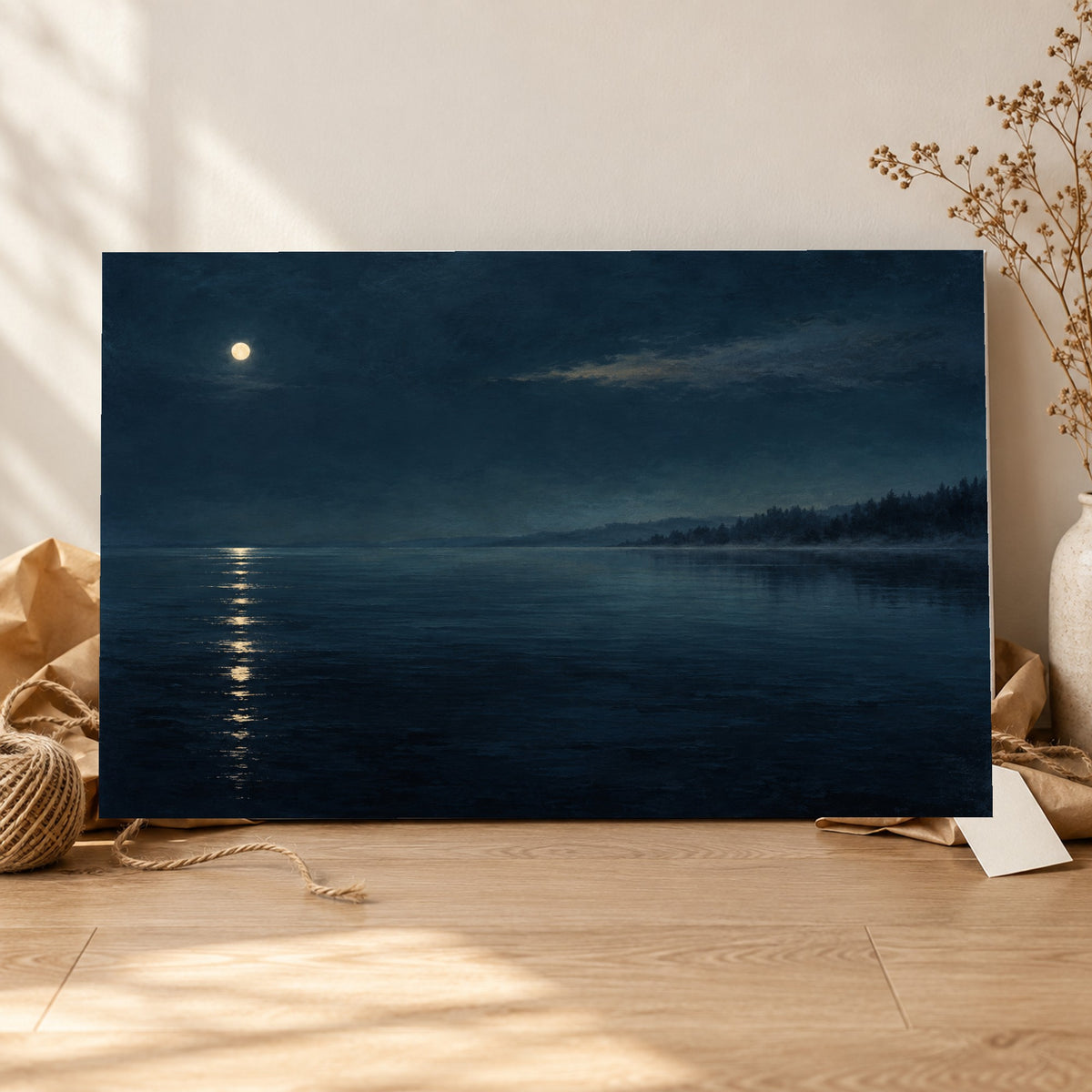 Nocturne Lake - Moonlit Lake Wall Art, Canvas or Poster - 06-gift