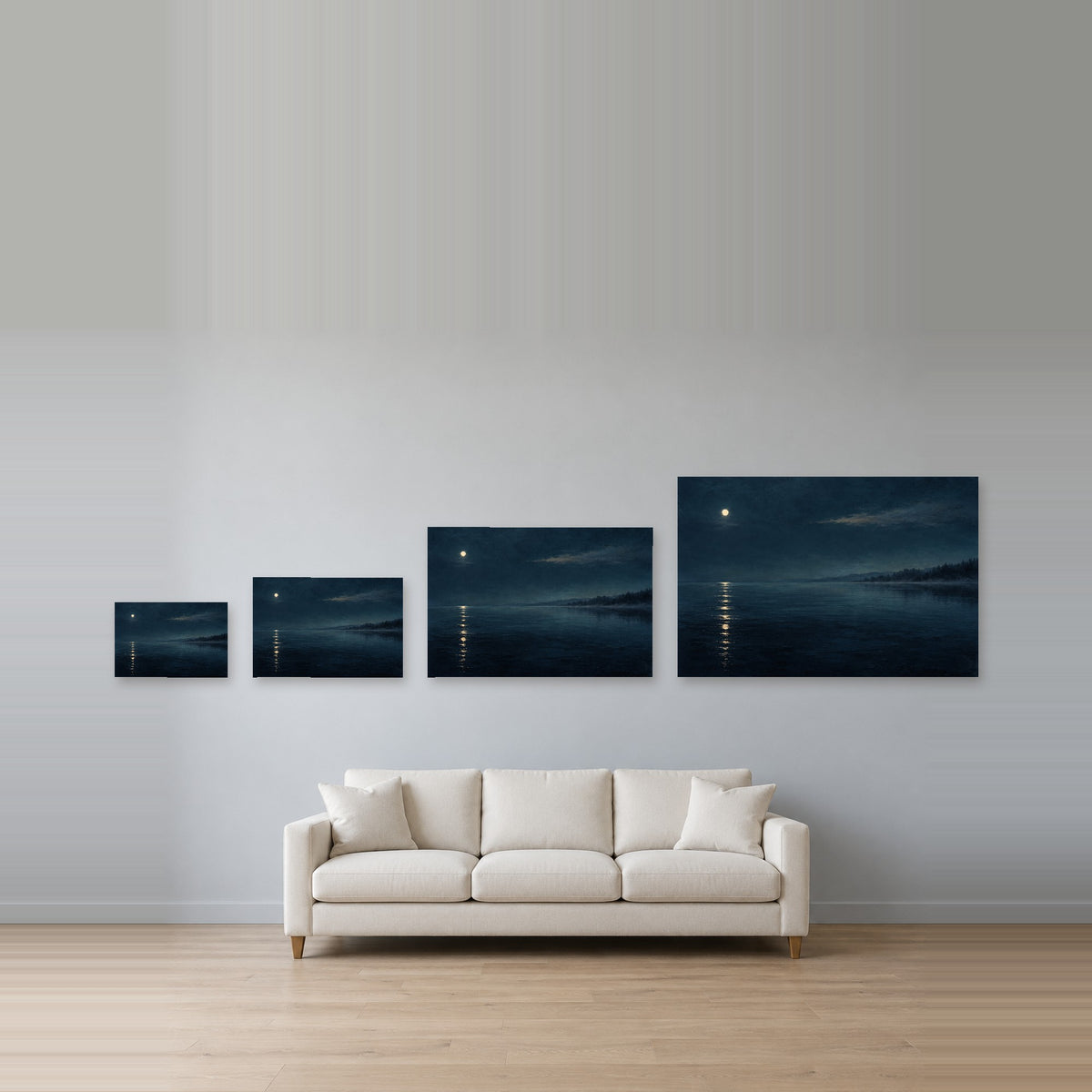 Nocturne Lake - Moonlit Lake Wall Art, Canvas or Poster - 08-size-guide