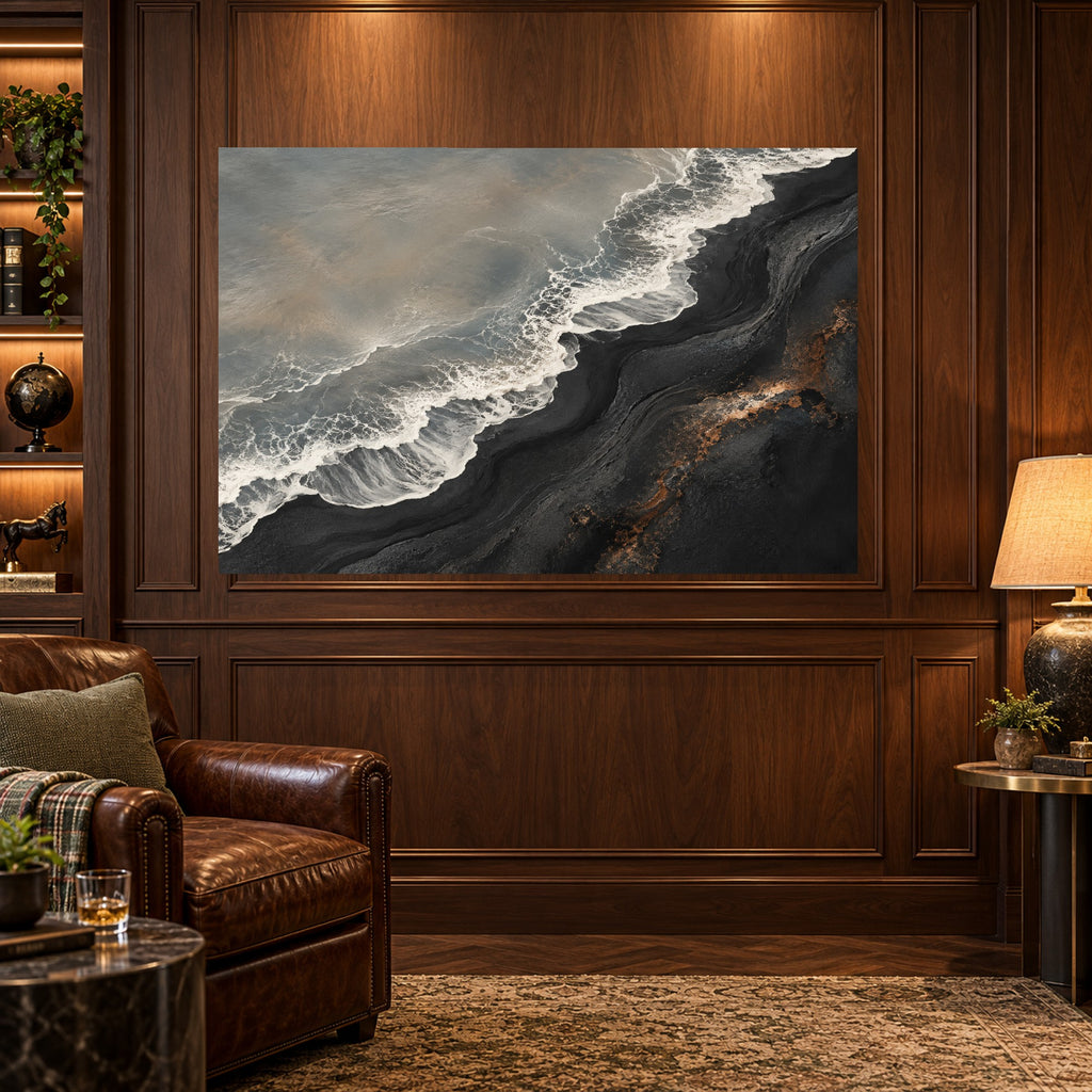Volcanic Tide - Black Sand Coast Wall Art, Canvas or Poster - 03-man-cave