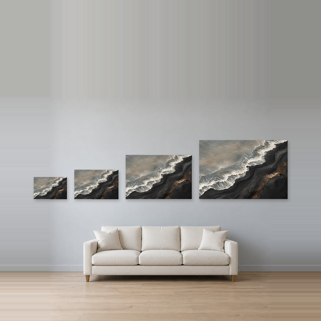 Volcanic Tide - Black Sand Coast Wall Art, Canvas or Poster - 08-size-guide