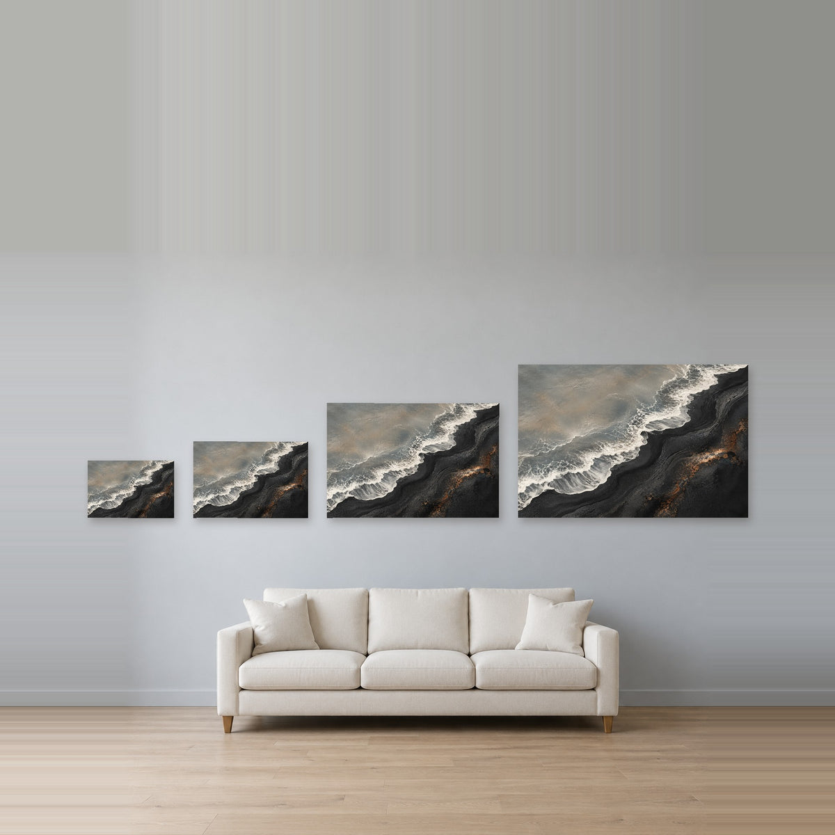 Volcanic Tide - Black Sand Coast Wall Art, Canvas or Poster - 08-size-guide
