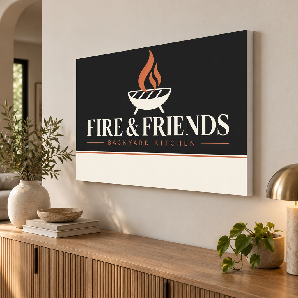 Ember & Gather - Fire and Friends Wall Art, Canvas or Poster - 02-angle