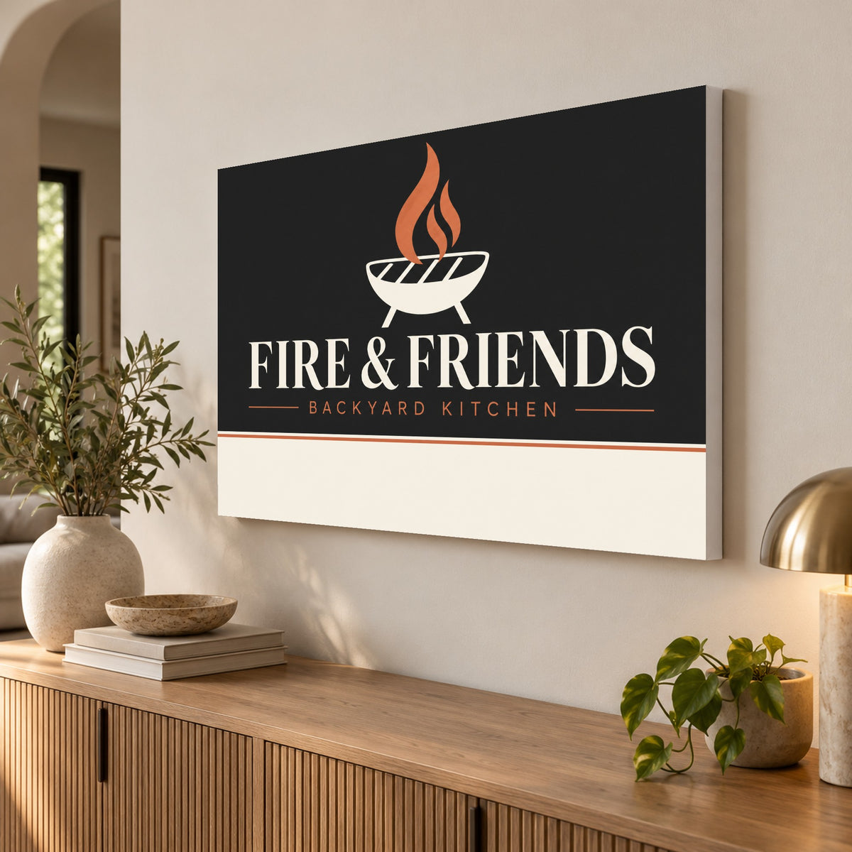 Ember & Gather - Fire and Friends Wall Art, Canvas or Poster - 02-angle