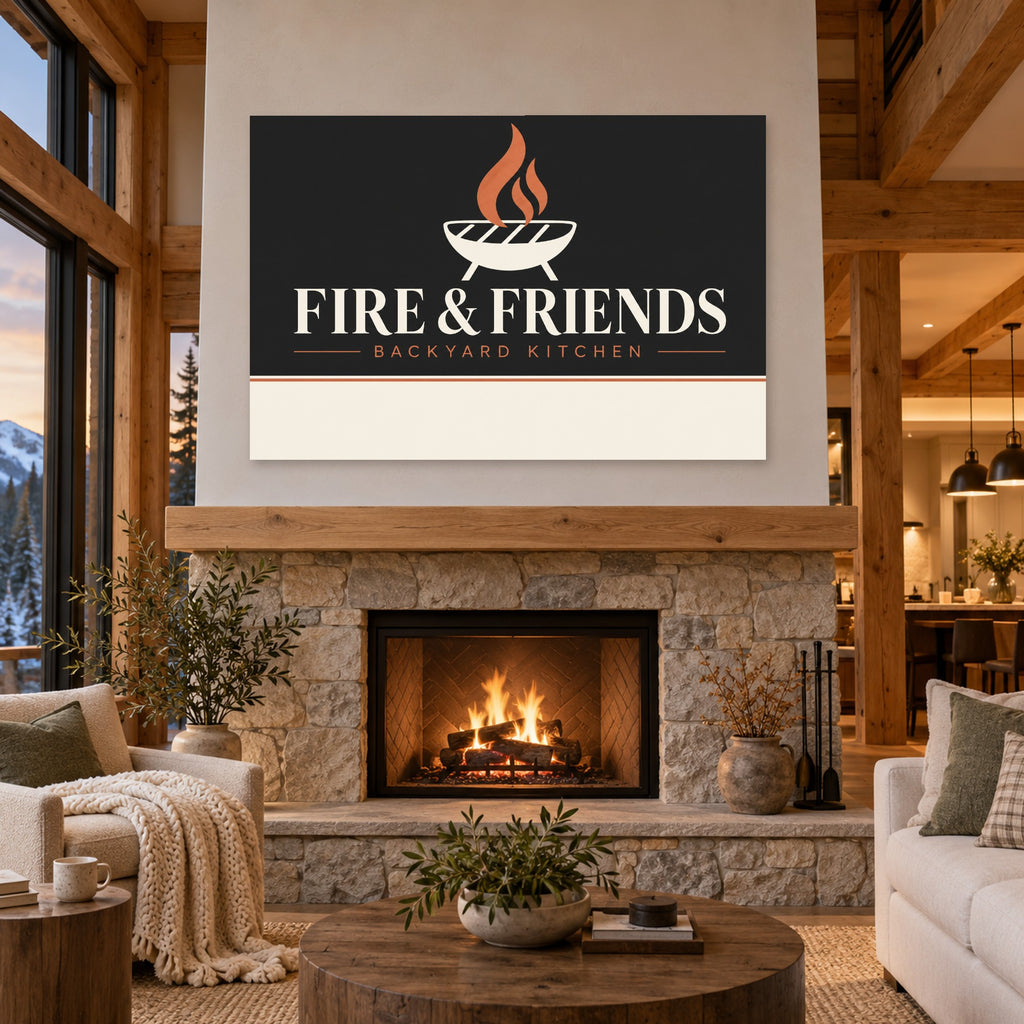 Ember & Gather - Fire and Friends Wall Art, Canvas or Poster - 04-cabin
