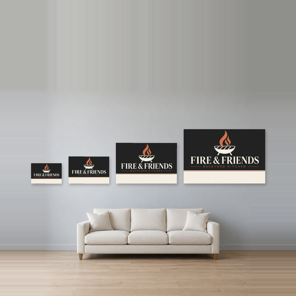 Ember & Gather - Fire and Friends Wall Art, Canvas or Poster - 08-size-guide