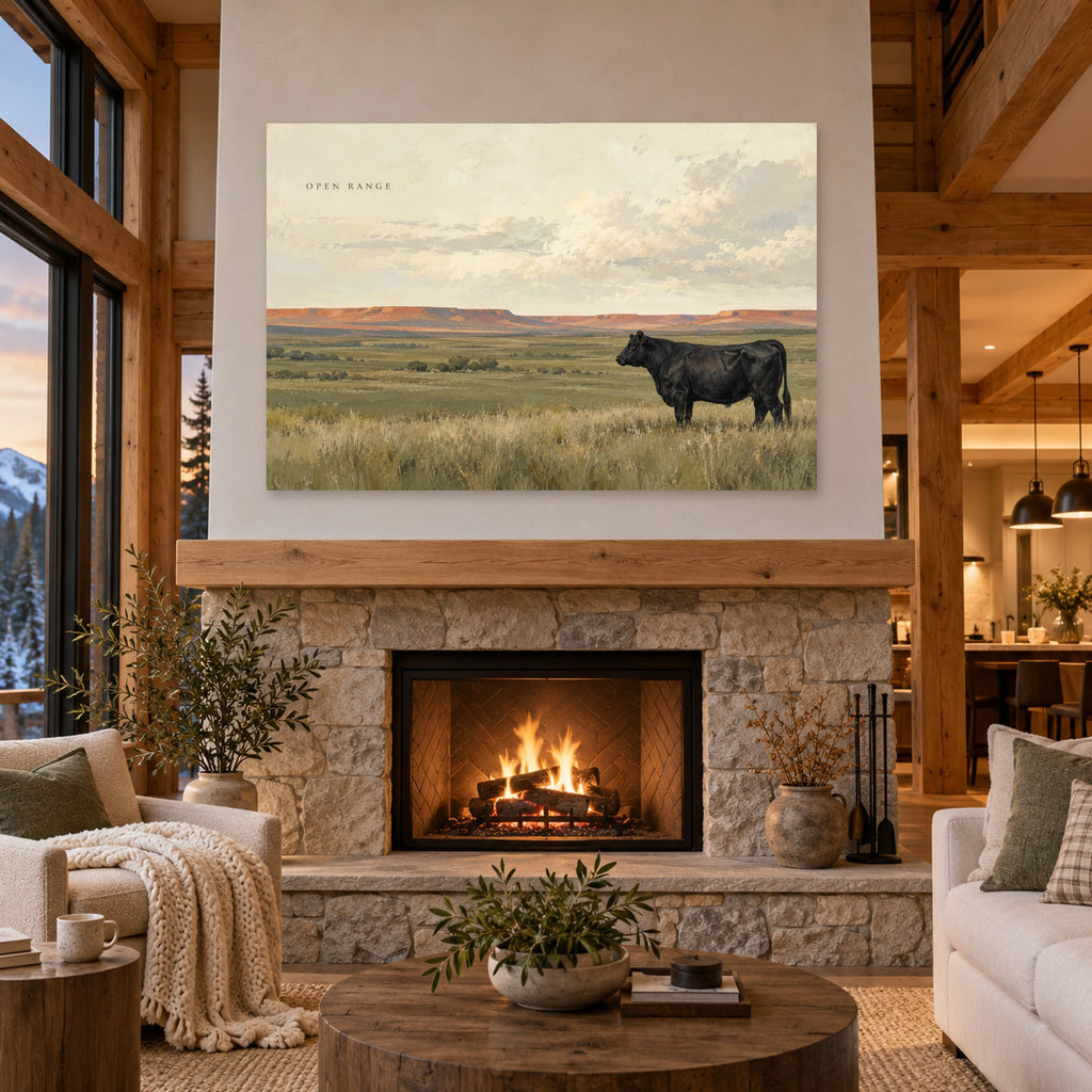 Open Range - Open Range Cattle Wall Art, Canvas or Poster - 04-cabin