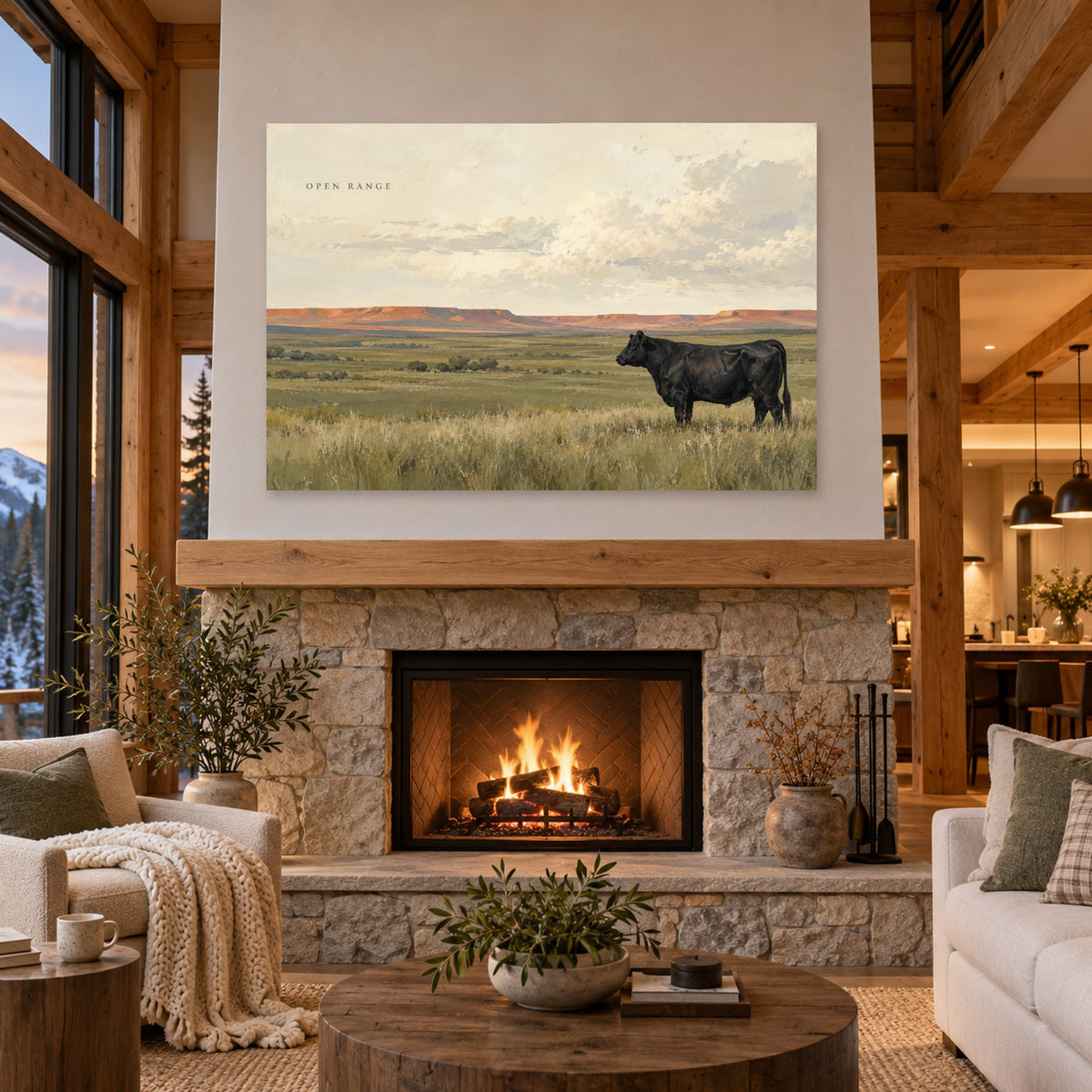 Open Range - Open Range Cattle Wall Art, Canvas or Poster - 04-cabin