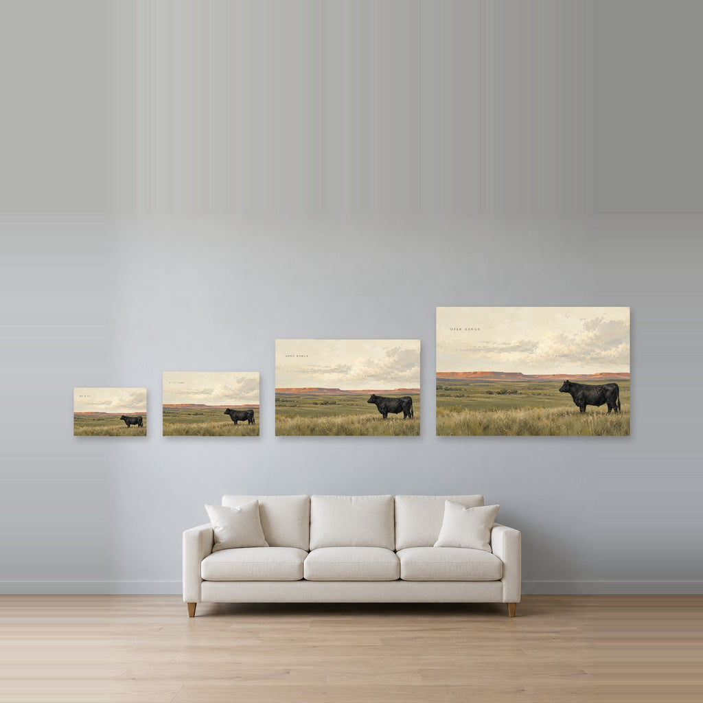 Open Range - Open Range Cattle Wall Art, Canvas or Poster - 08-size-guide