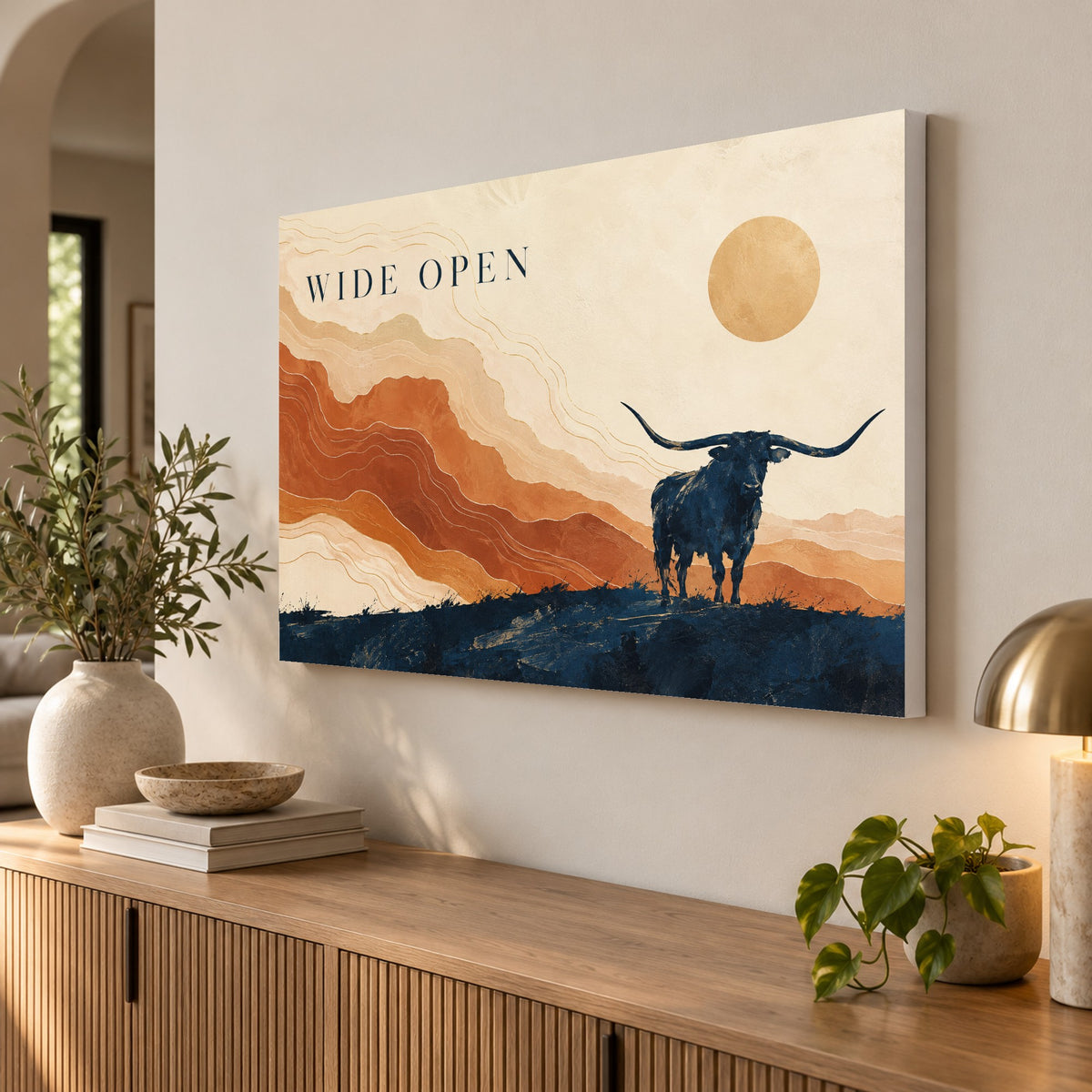 Prairie Ledger - Longhorn Desert Wall Art, Canvas or Poster - 02-angle