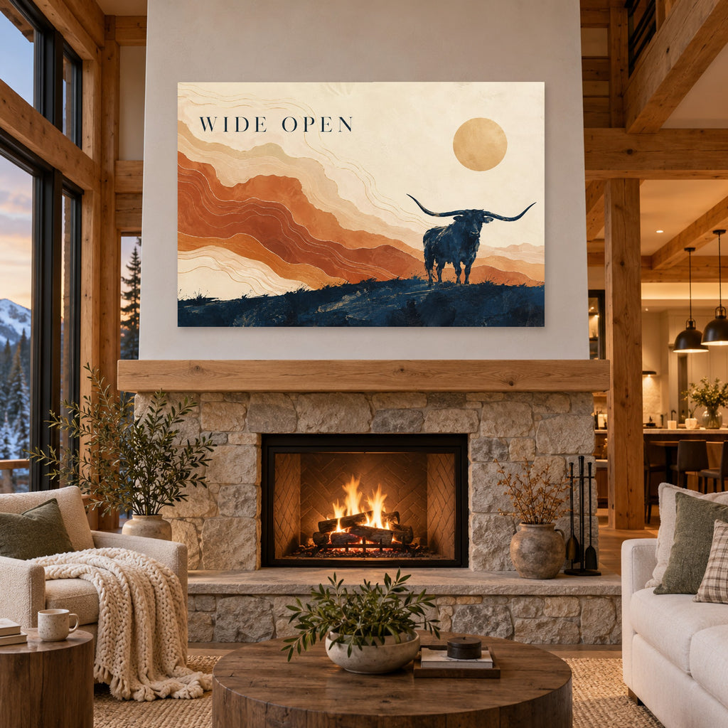 Prairie Ledger - Longhorn Desert Wall Art, Canvas or Poster - 04-cabin