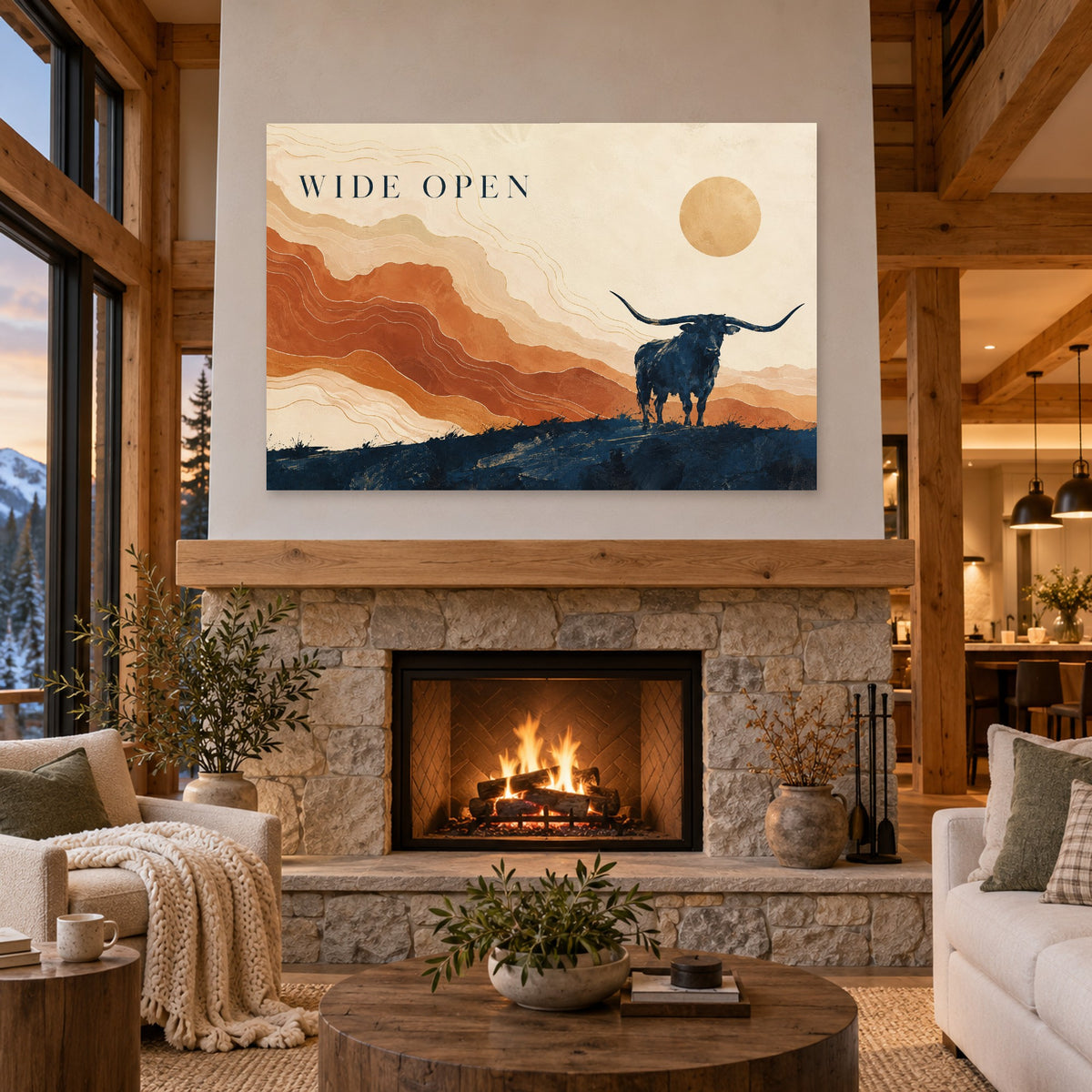 Prairie Ledger - Longhorn Desert Wall Art, Canvas or Poster - 04-cabin