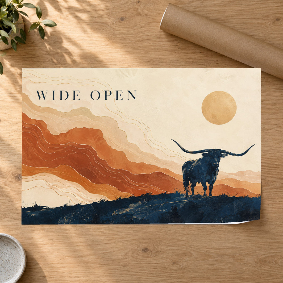 Prairie Ledger - Longhorn Desert Wall Art, Canvas or Poster - 07-poster