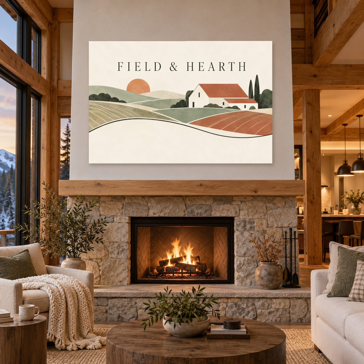 Field & Hearth - Farm Landscape Wall Art, Canvas or Poster - 04-cabin