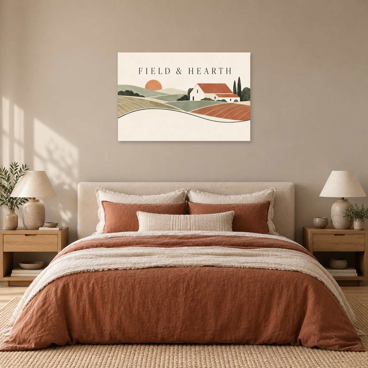 Field & Hearth - Farm Landscape Wall Art, Canvas or Poster - 05-bedroom