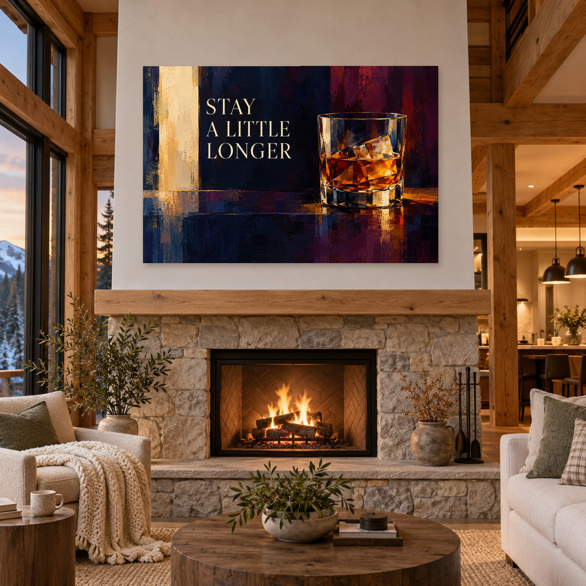 Evening Society - Whiskey Bar Wall Art, Canvas or Poster - 04-cabin