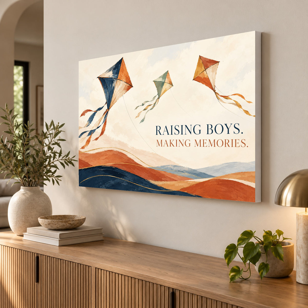 House of Laughter - Raising Boys Kites Wall Art, Canvas or Poster - 02-angle