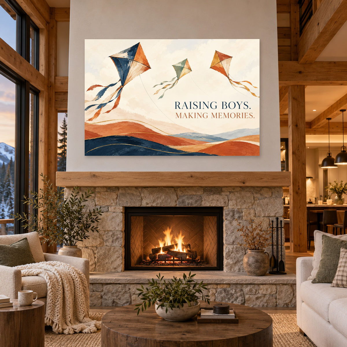 House of Laughter - Raising Boys Kites Wall Art, Canvas or Poster - 04-cabin