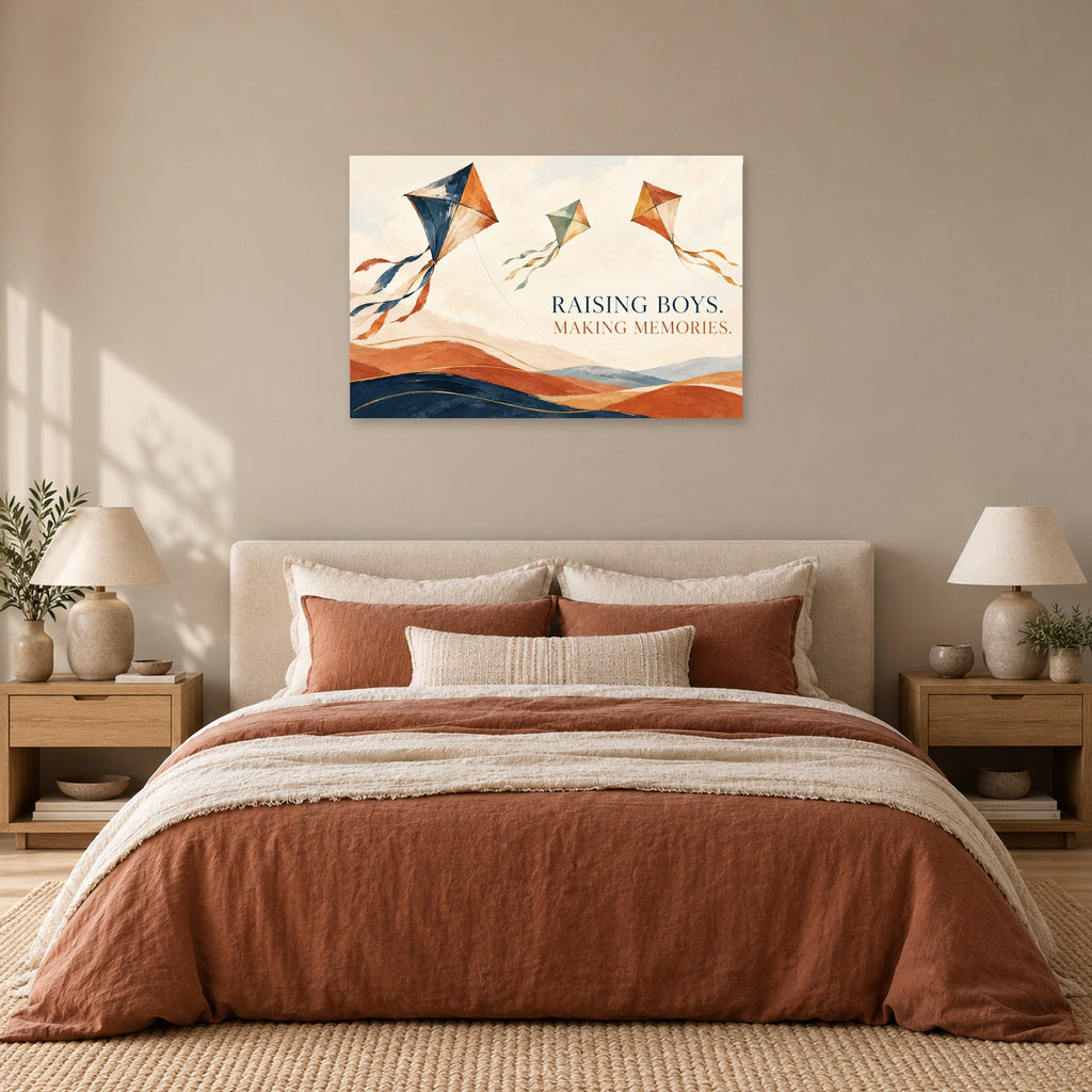 House of Laughter - Raising Boys Kites Wall Art, Canvas or Poster - 05-bedroom