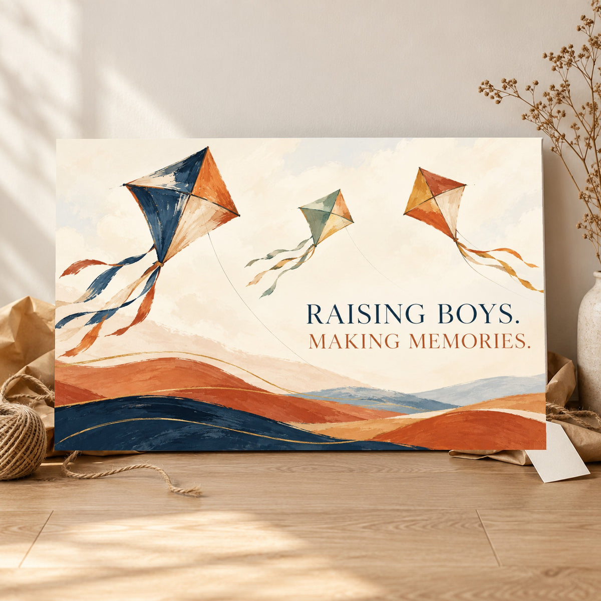 House of Laughter - Raising Boys Kites Wall Art, Canvas or Poster - 06-gift