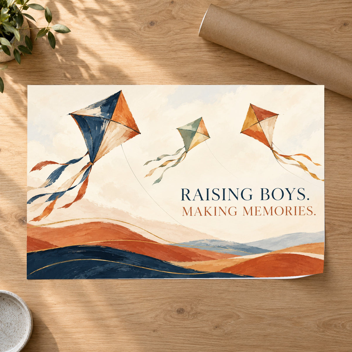 House of Laughter - Raising Boys Kites Wall Art, Canvas or Poster - 07-poster