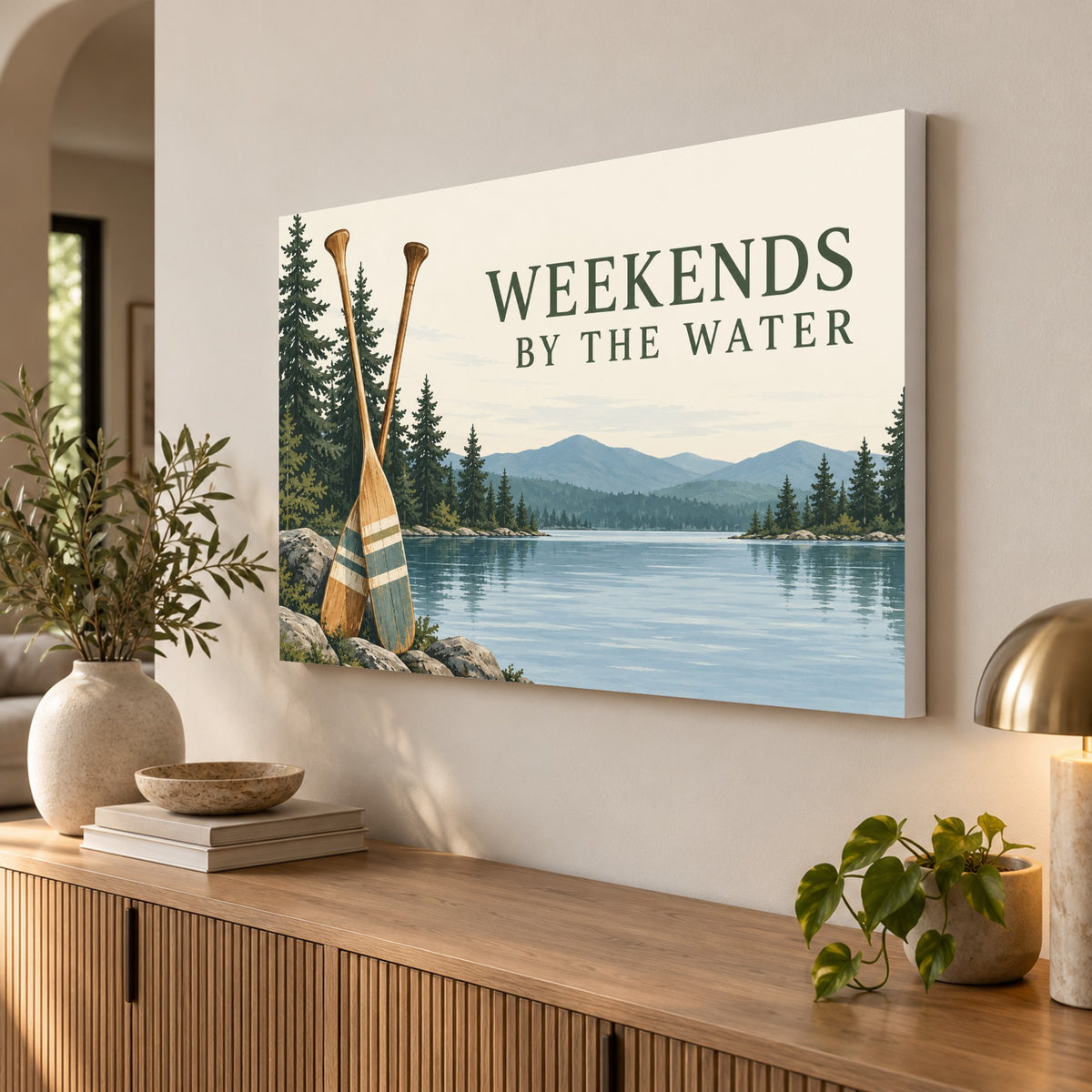 Paddle & Pine - Lake Paddles Wall Art, Canvas or Poster - 02-angle