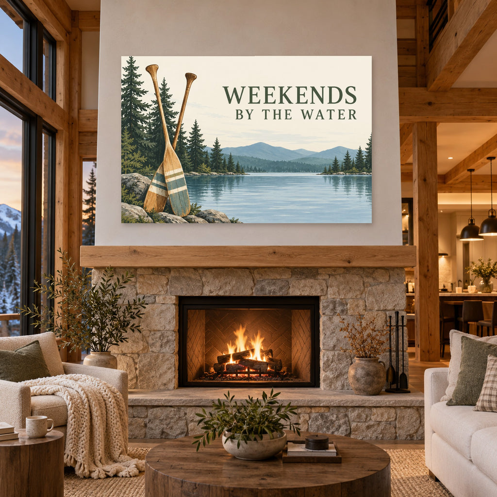 Paddle & Pine - Lake Paddles Wall Art, Canvas or Poster - 04-cabin