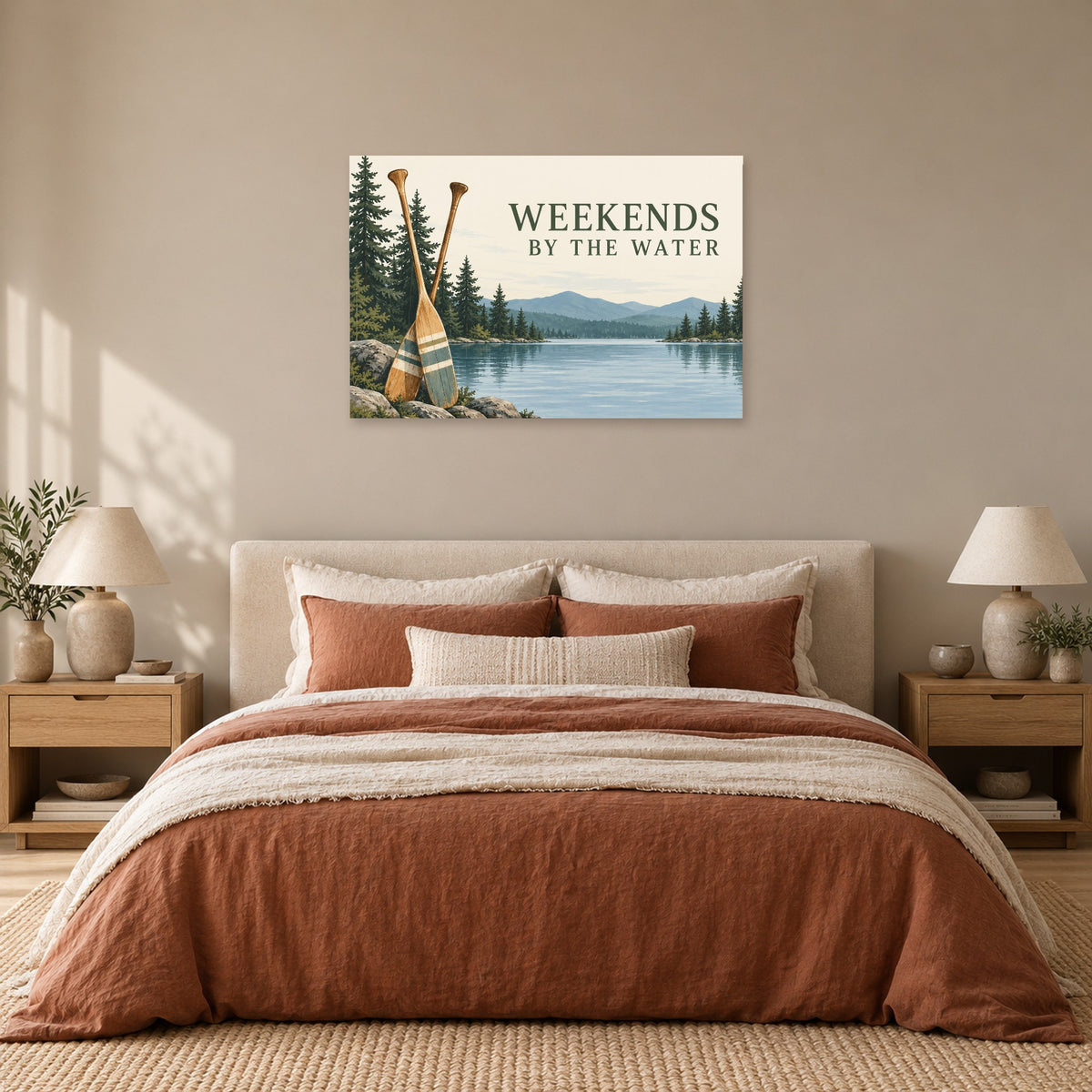 Paddle & Pine - Lake Paddles Wall Art, Canvas or Poster - 05-bedroom