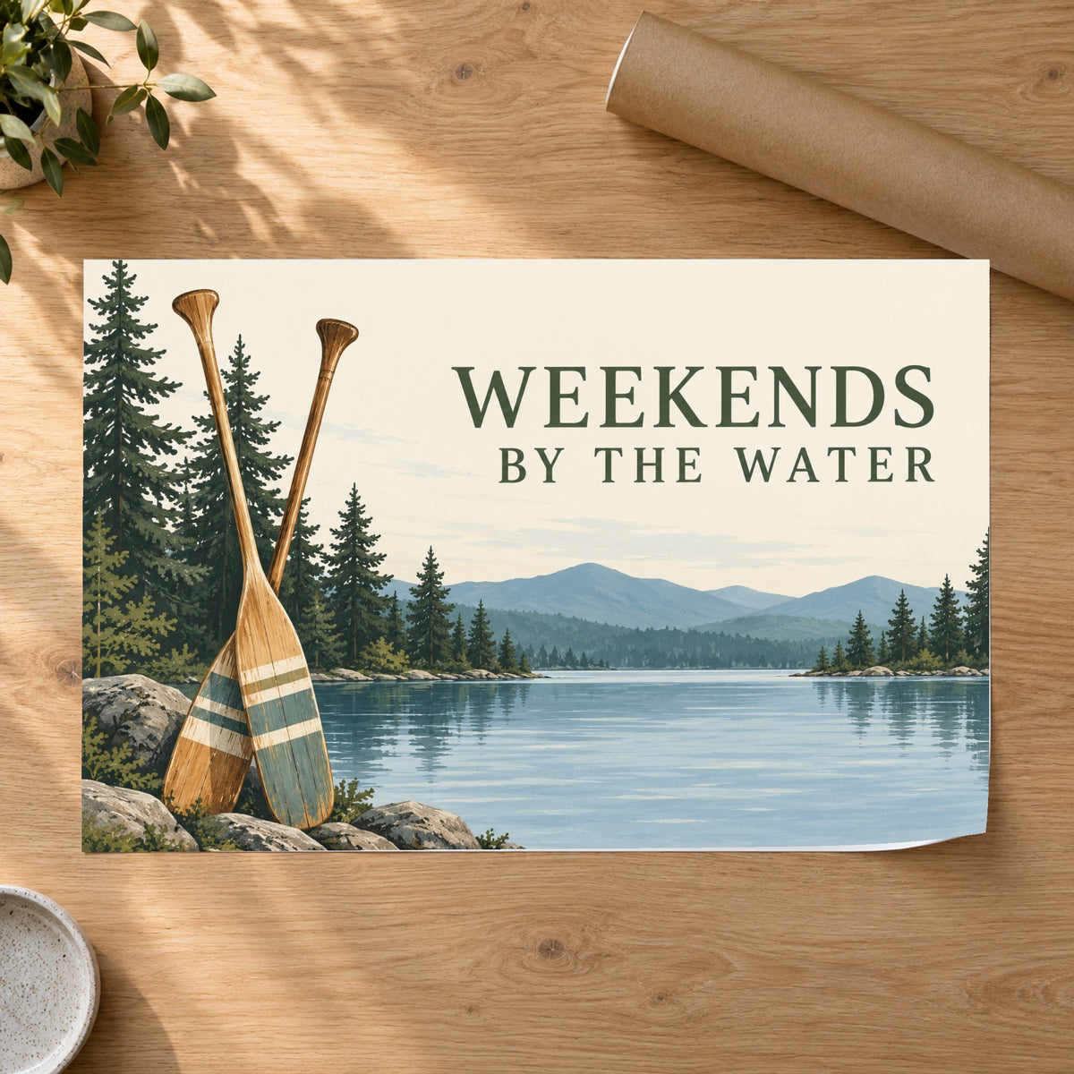 Paddle & Pine - Lake Paddles Wall Art, Canvas or Poster - 07-poster