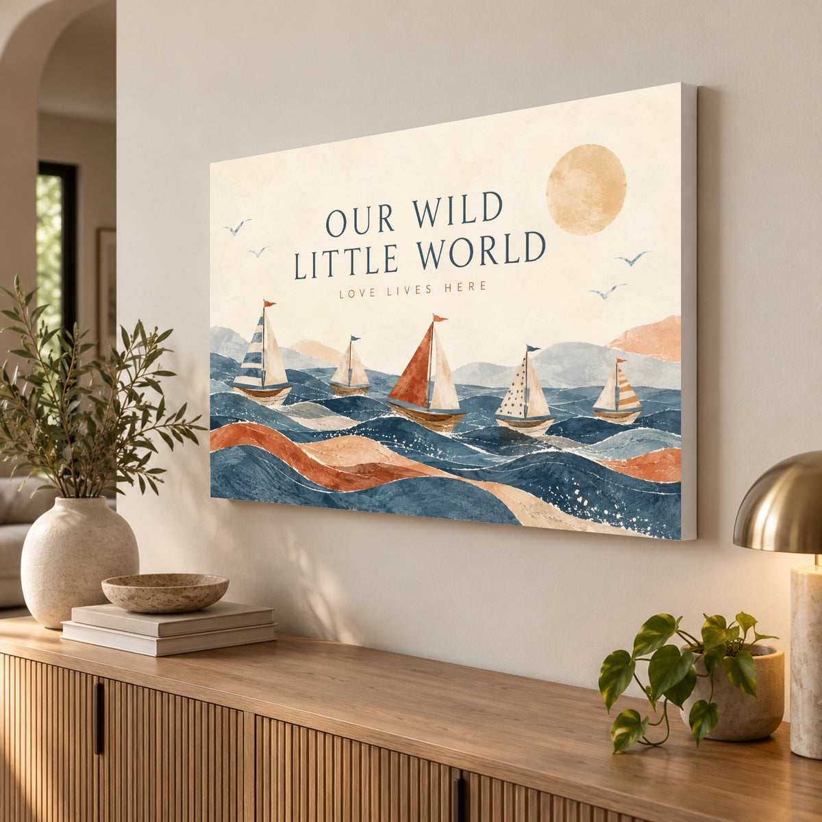 Our Wild Little World - Sailboat Family Wall Art, Canvas or Poster - 02-angle