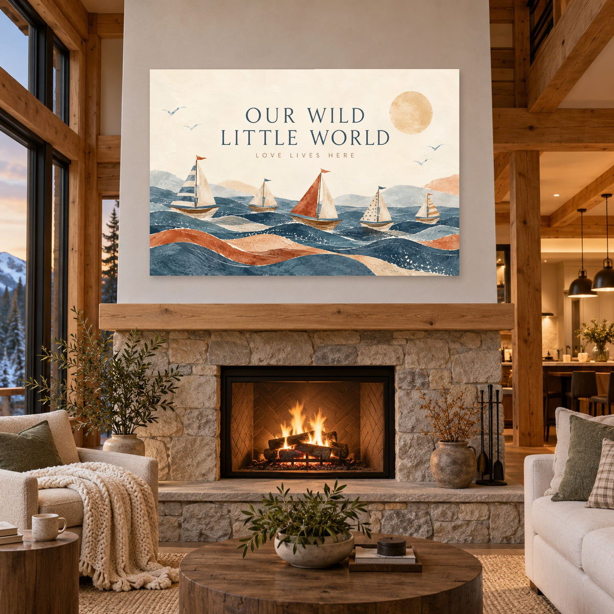 Our Wild Little World - Sailboat Family Wall Art, Canvas or Poster - 04-cabin