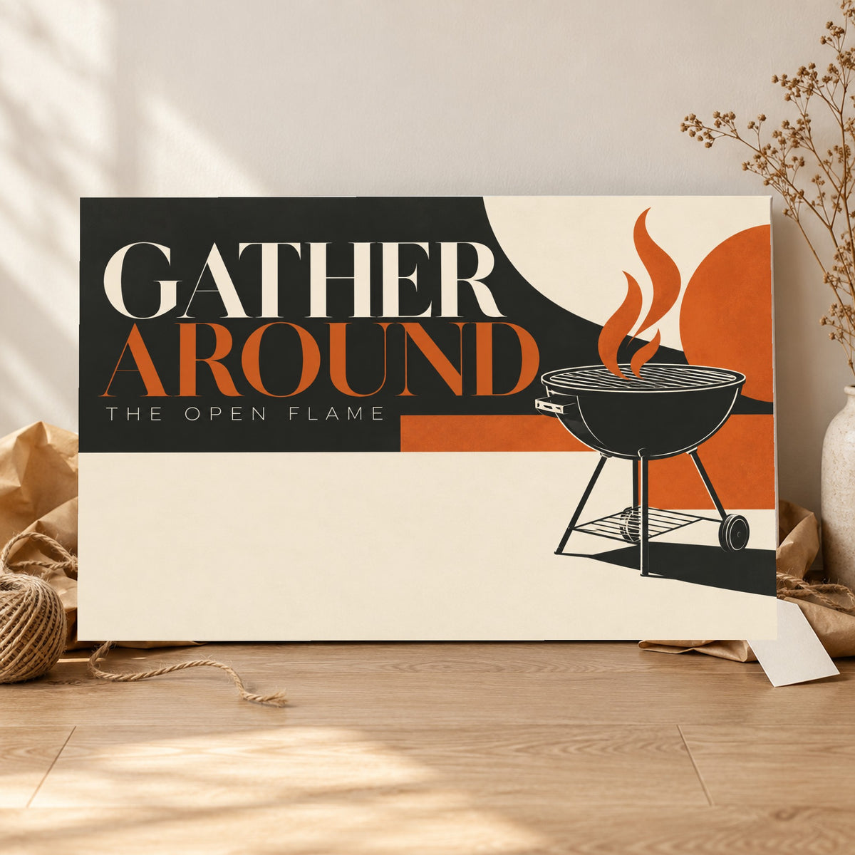 Open Flame Social - Gather Around Grill Wall Art, Canvas or Poster - 06-gift