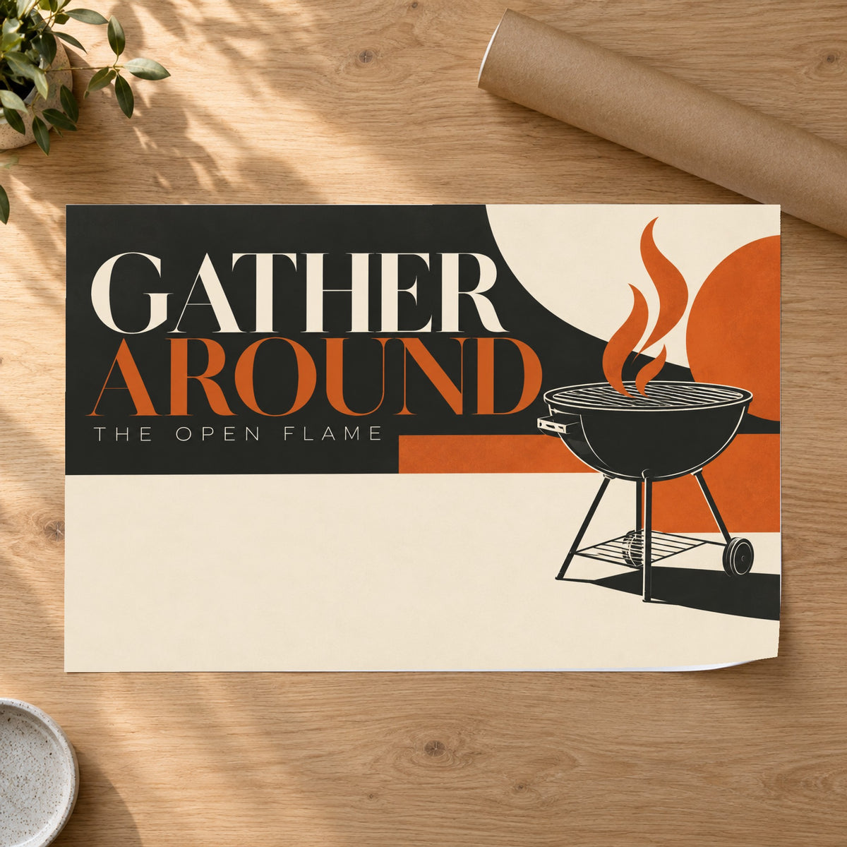 Open Flame Social - Gather Around Grill Wall Art, Canvas or Poster - 07-poster