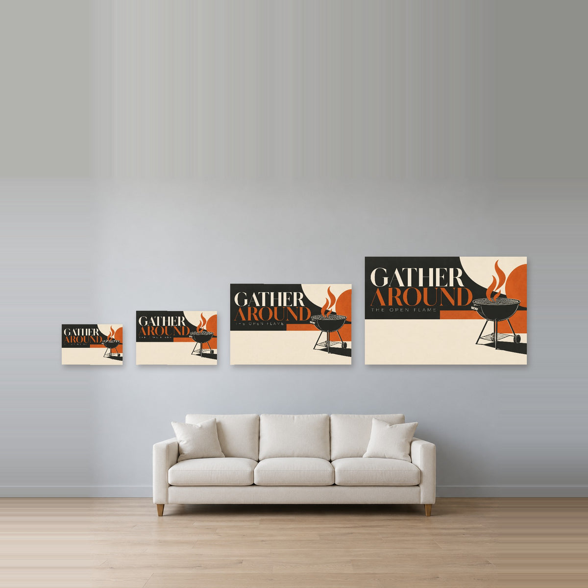 Open Flame Social - Gather Around Grill Wall Art, Canvas or Poster - 08-size-guide