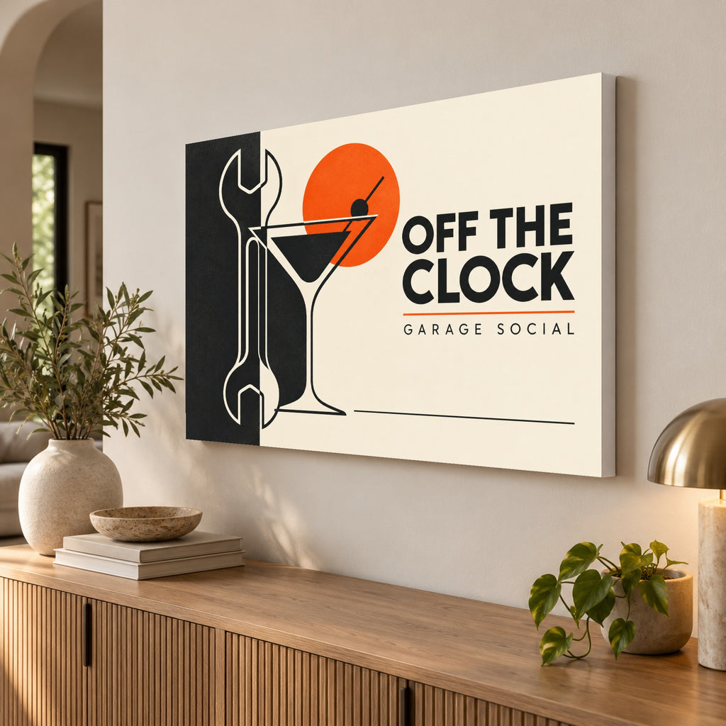 Garage Sessions - Garage Bar Wall Art, Canvas or Poster - 02-angle