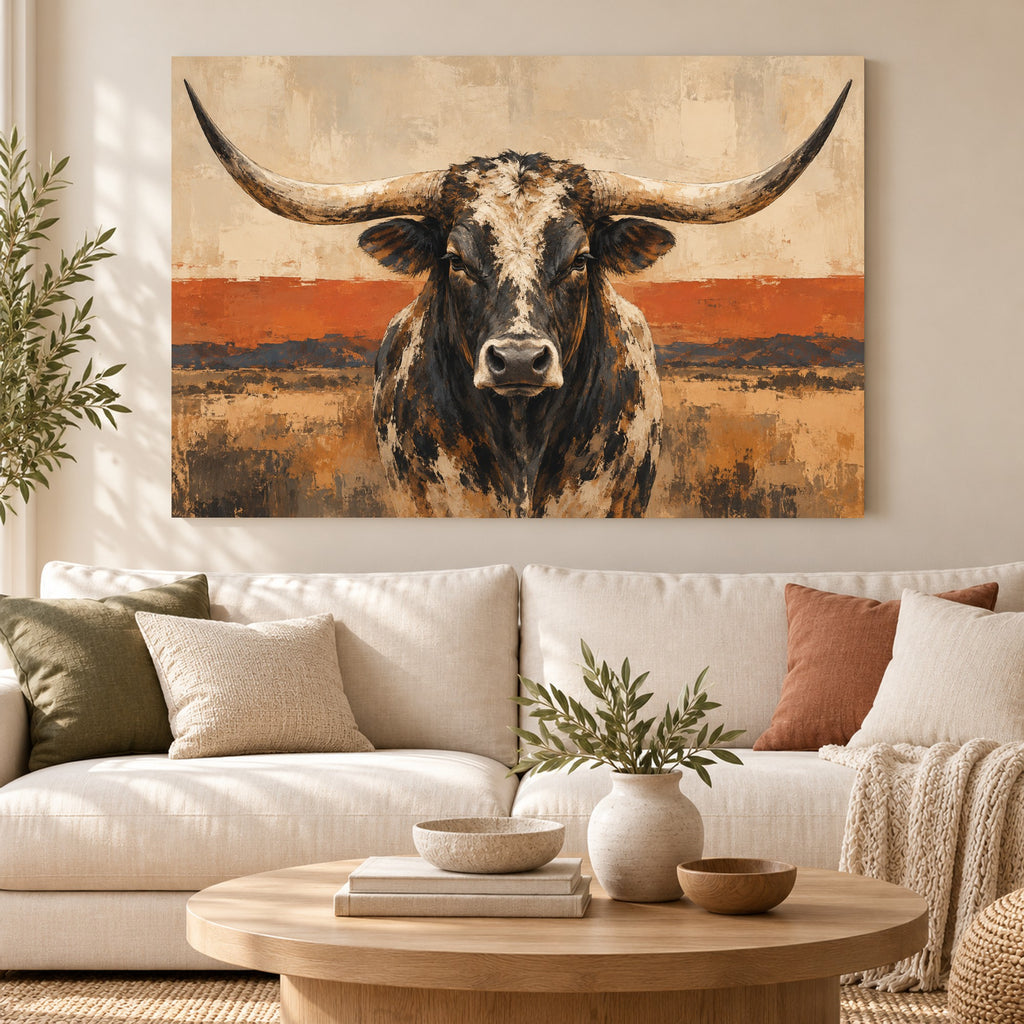 Longhorn Horizon - Longhorn Portrait Wall Art, Canvas or Poster - 01-hero