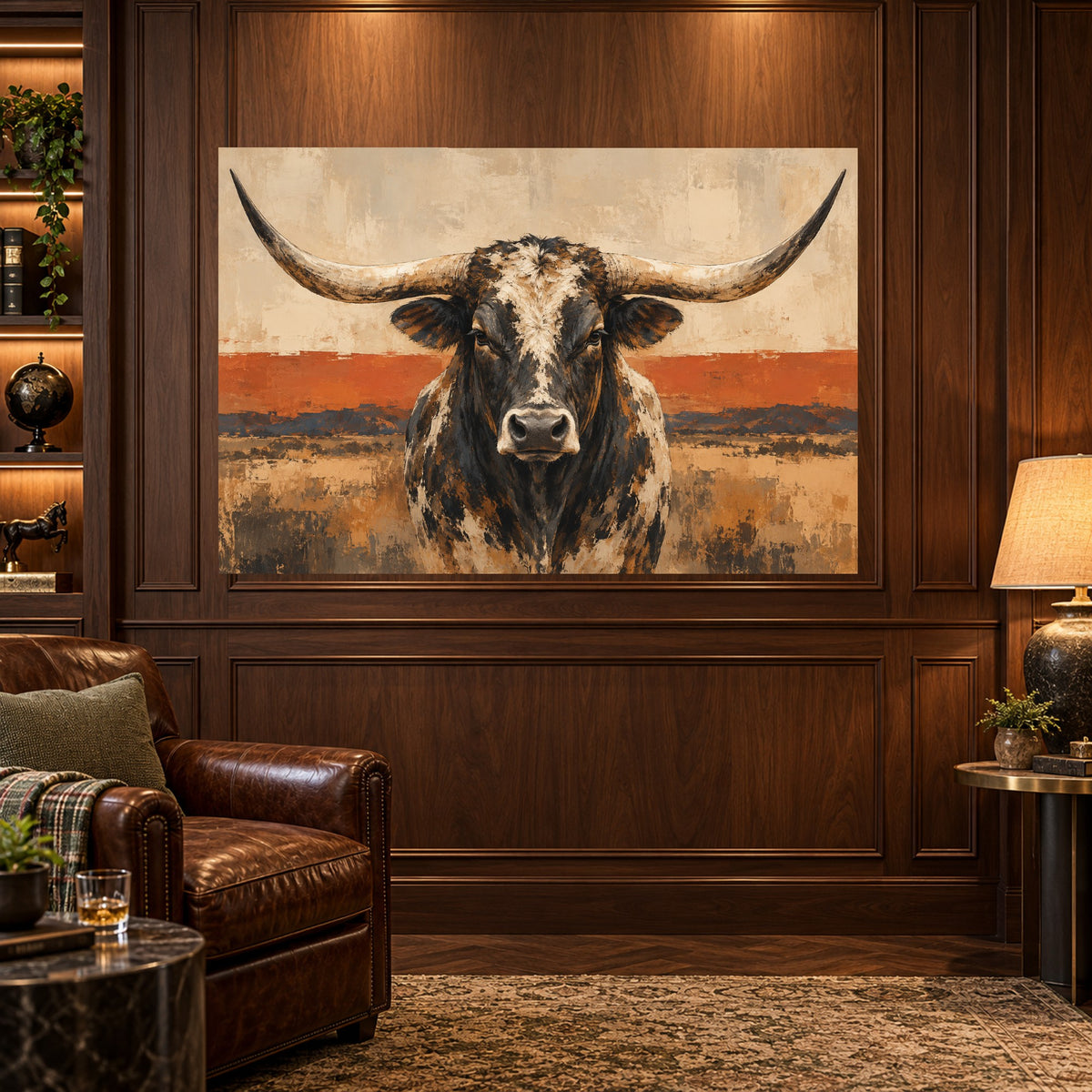 Longhorn Horizon - Longhorn Portrait Wall Art, Canvas or Poster - 03-man-cave